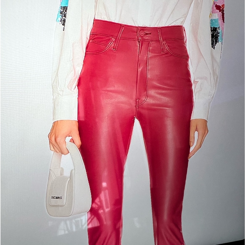 Mother faux leather dazzler skimp pants